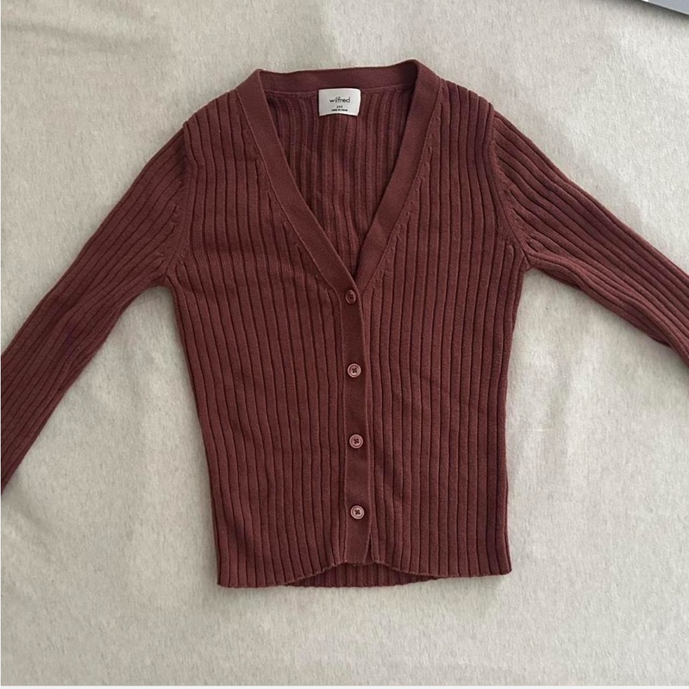 Wilfred Deep Red Ribbed Cardigan - Picture 3 of 3